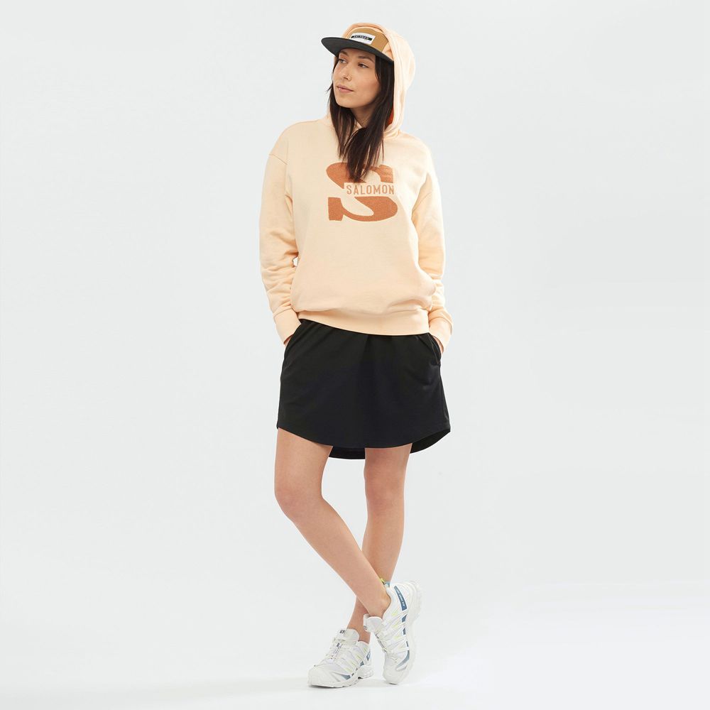 Pulls De Golf Salomon OUTLIFE LOGO SUMMER Hooded Femme Beige | TFJBE-0261