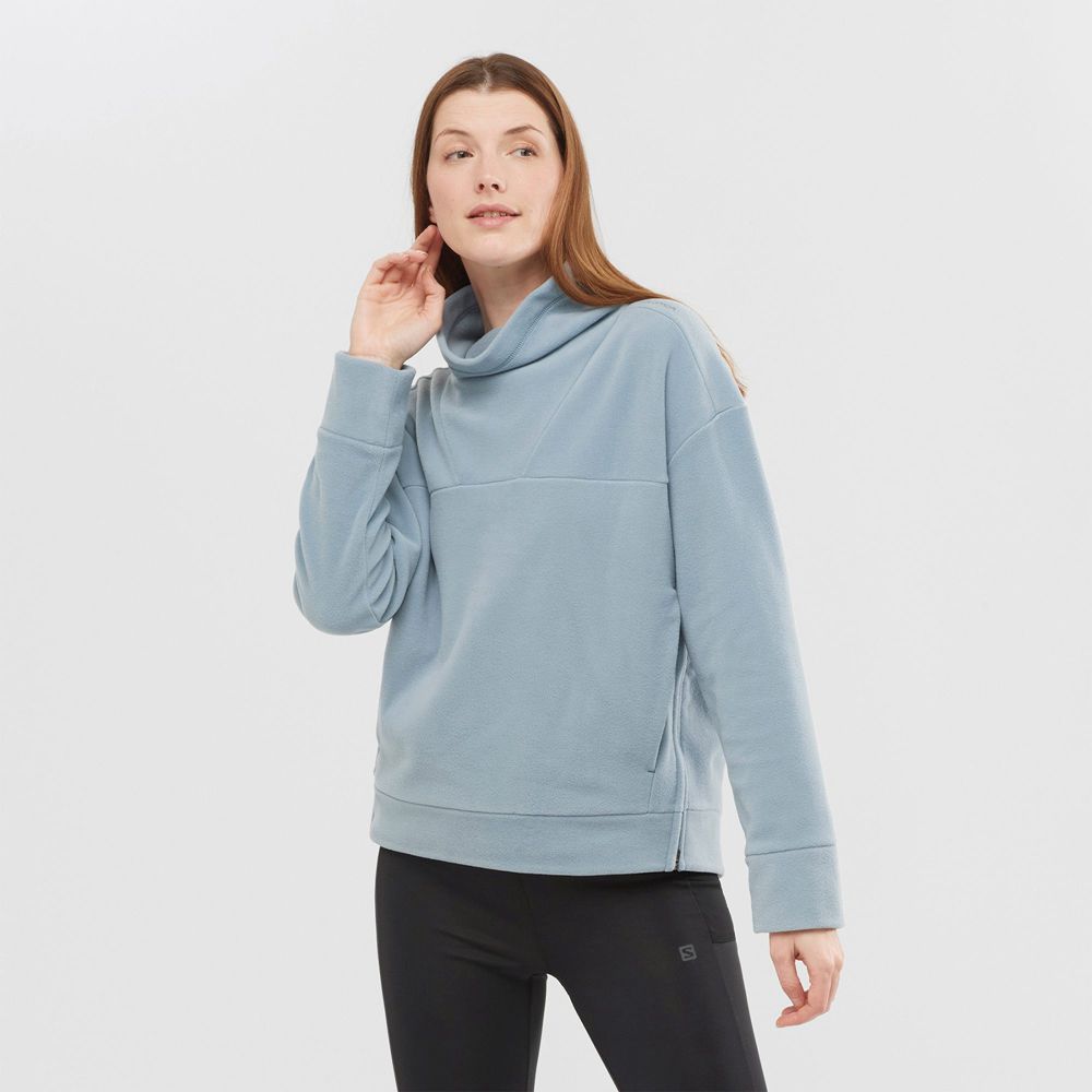 Pulls De Golf Salomon OUTLIFE MIDLAYER W Crewneck Femme Bleu | SRIJD-5241