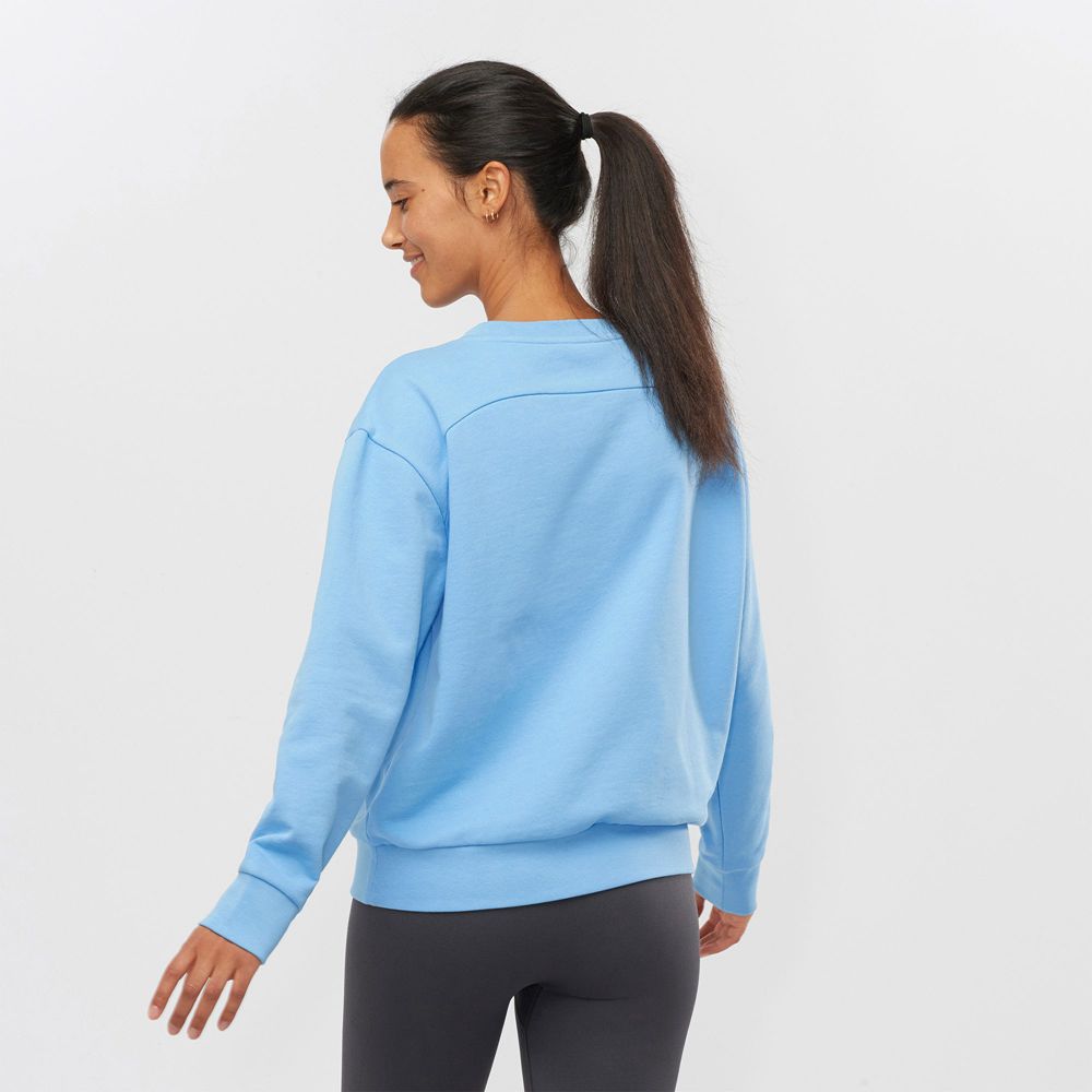 Pulls De Golf Salomon OUTLIFE SUMMER Crewneck Femme Bleu | CIRVJ-3458