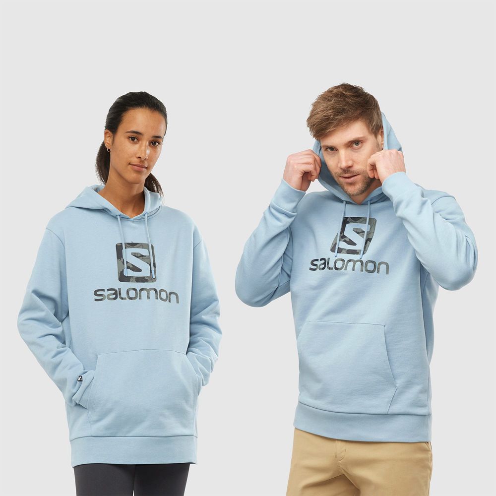 Sweat a Capuche Salomon OUTLIFE LOGO SUMMER Sportswear Homme Bleu | SGHAE-7321