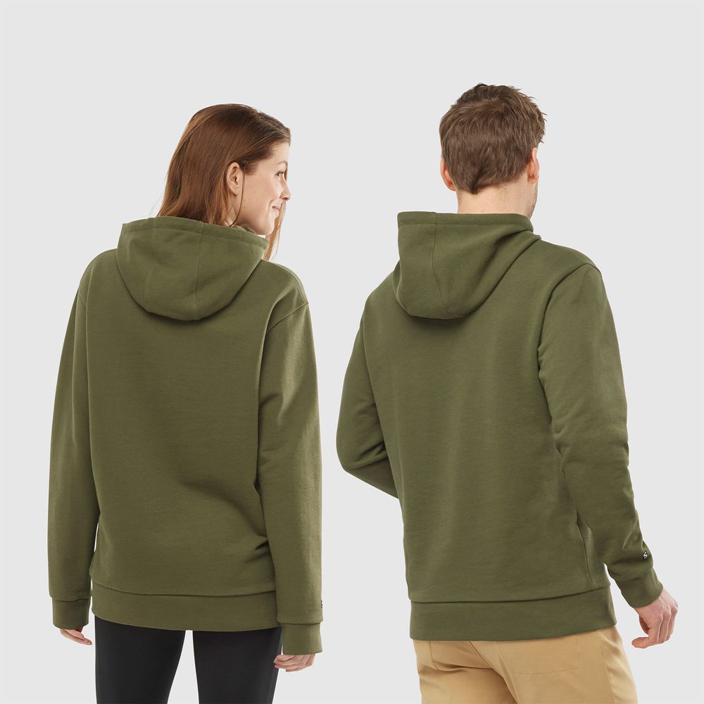 Sweat a Capuche Salomon OUTLIFE LOGO SUMMER Sportswear Homme Vert Olive | QICTX-3927