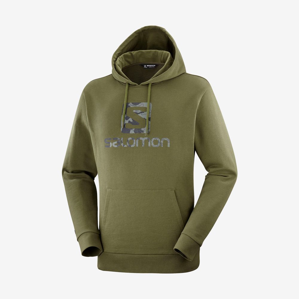 Sweat a Capuche Salomon OUTLIFE LOGO SUMMER Sportswear Homme Vert Olive | QICTX-3927