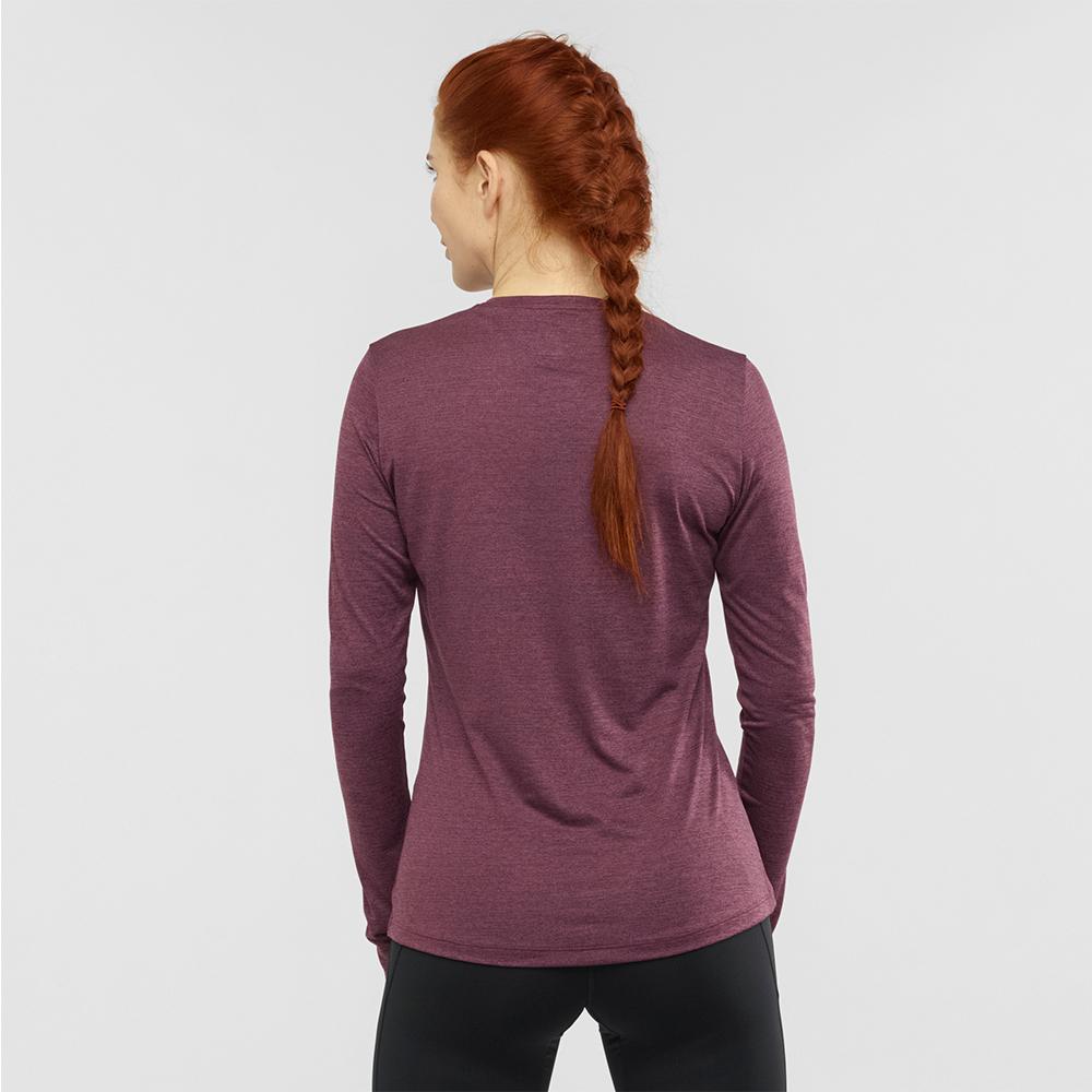 T Shirts Salomon AGILE LS W Long Sleeve Femme Fushia | RMBSF-4203