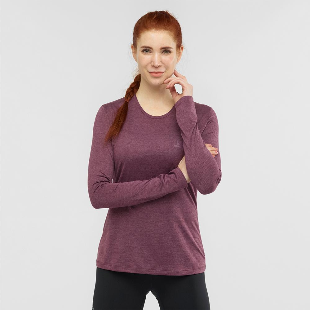 T Shirts Salomon AGILE LS W Long Sleeve Femme Fushia | RMBSF-4203