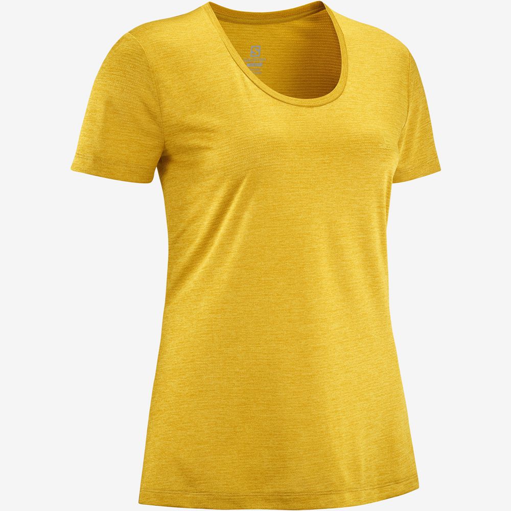 T Shirts Salomon AGILE Road Running Short Sleeve Femme Jaune | CBGMY-2834