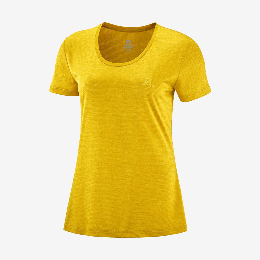 T Shirts Salomon AGILE Road Running Short Sleeve Femme Jaune | CBGMY-2834