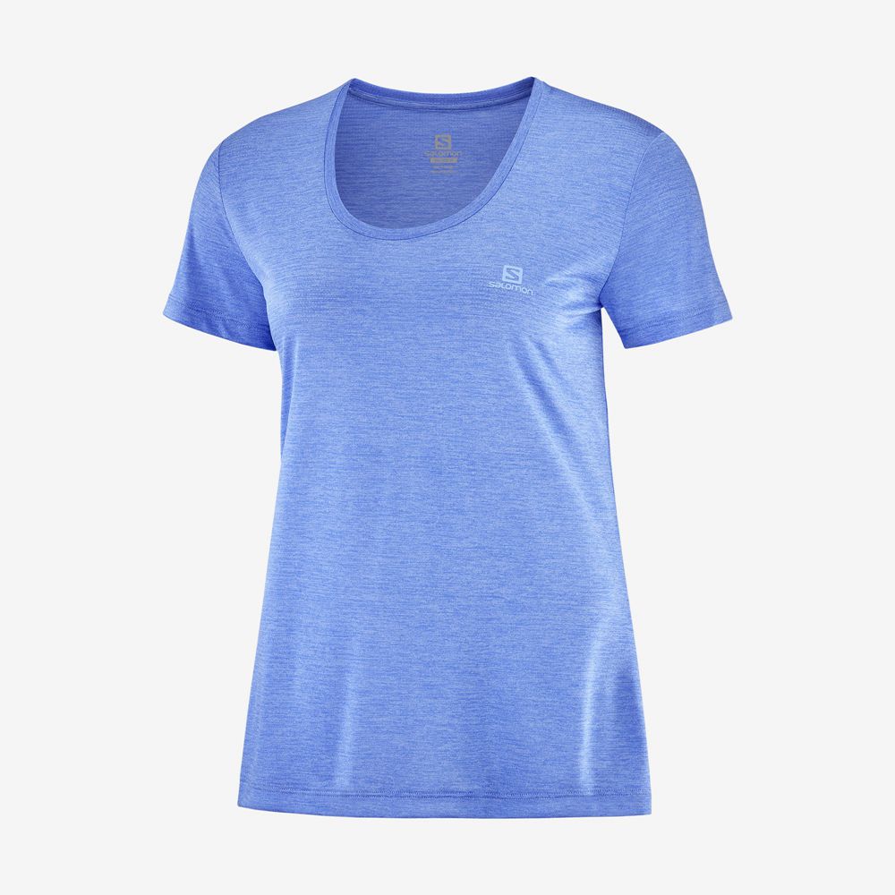 T Shirts Salomon AGILE Road Running Short Sleeve Femme Bleu | FYTMG-6845