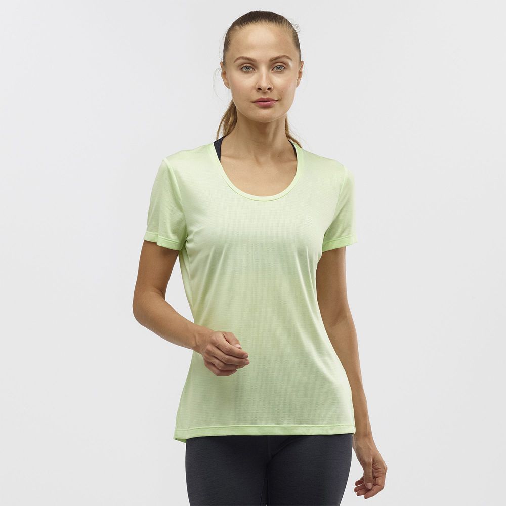 T Shirts Salomon AGILE Road Running Short Sleeve Femme Vert | CVUWX-2187