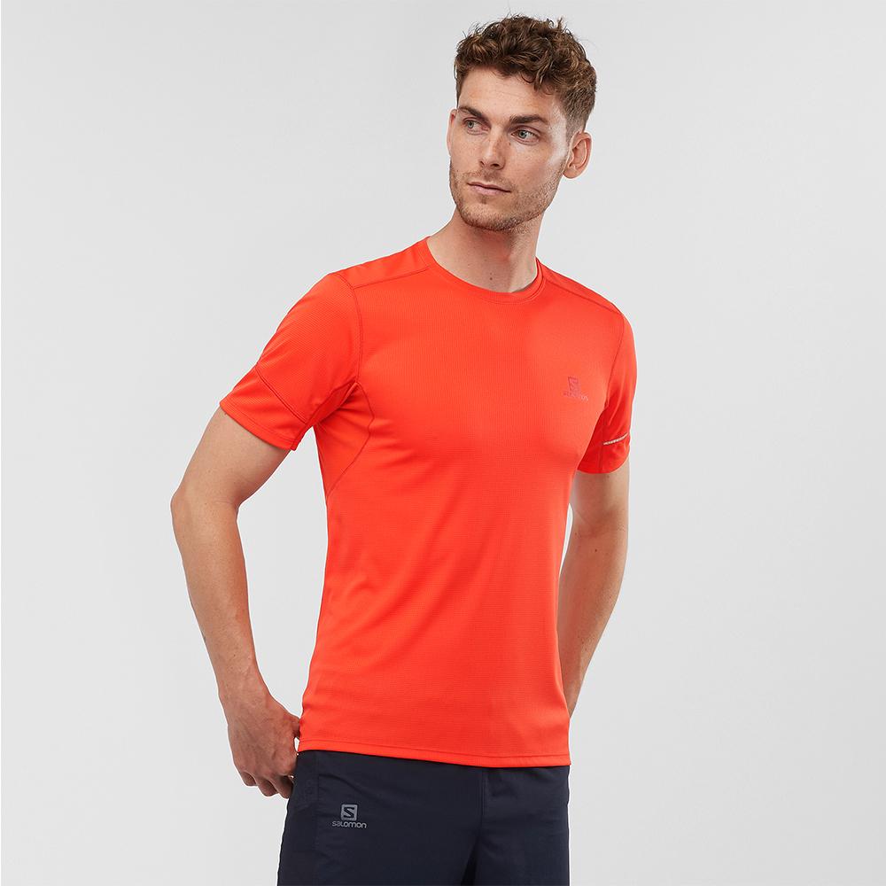 T Shirts Salomon AGILE SS M Homme Orangered | LEVYS-3180