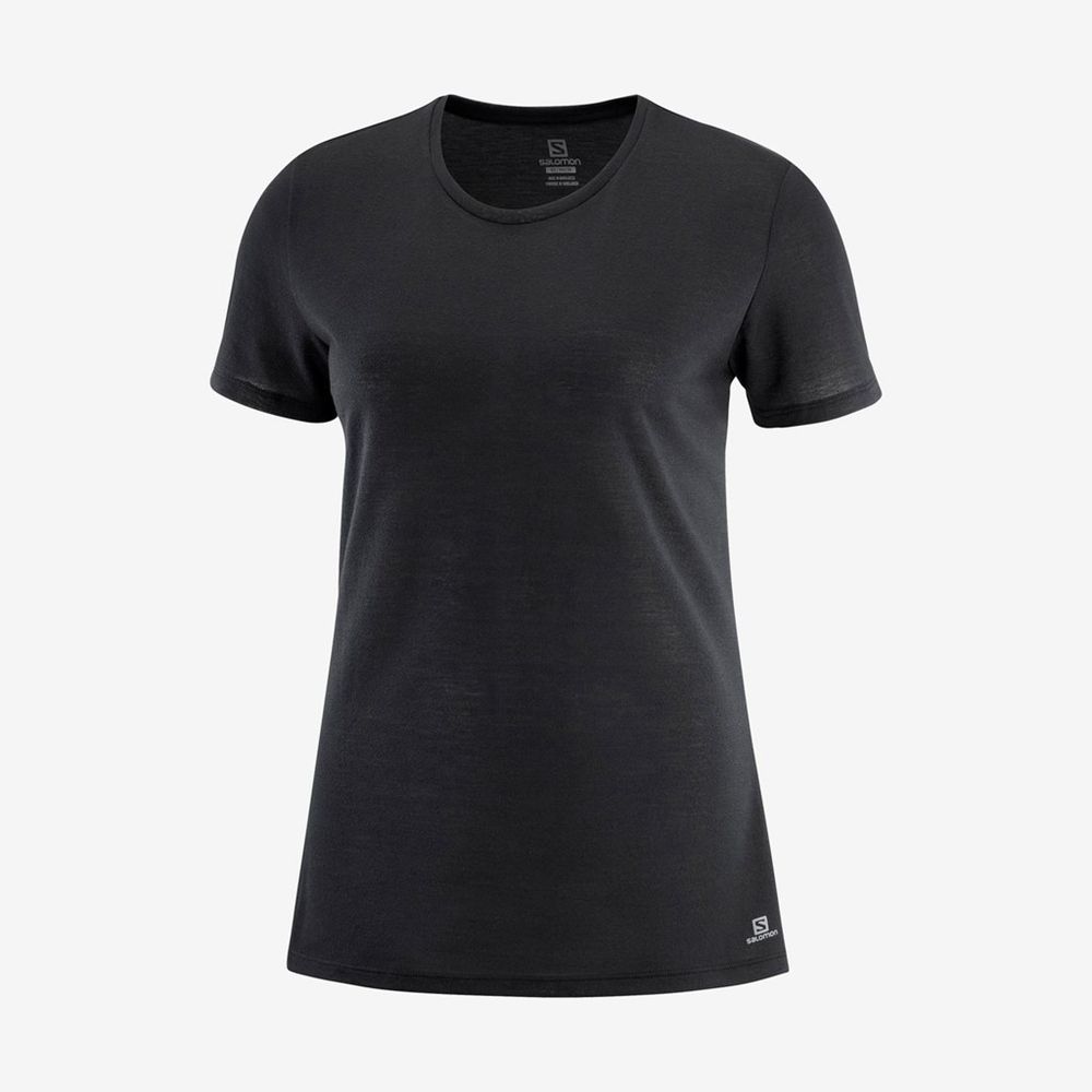 T Shirts Salomon COMET SLEEVE Femme Noir | QJTWP-7156