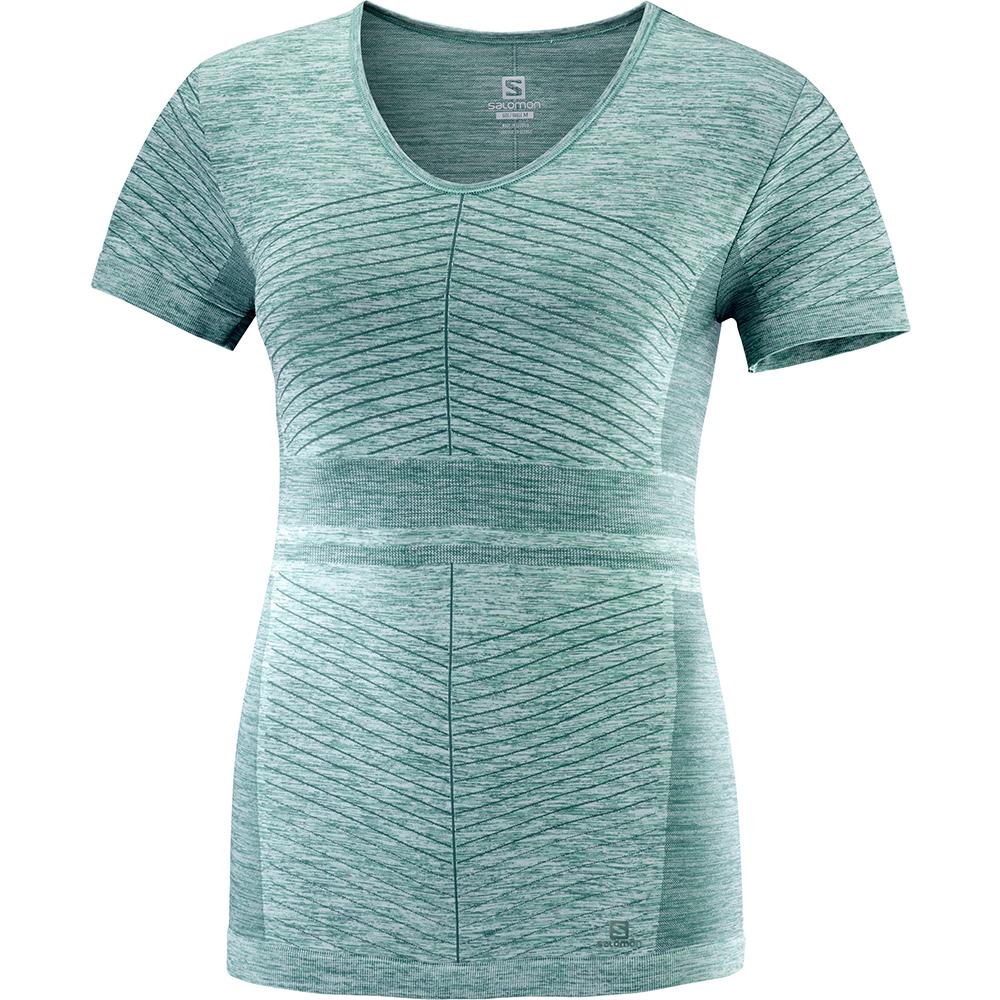 T Shirts Salomon ELEVATE MOVE\'ON SS W Femme Vert | WNAXP-0284