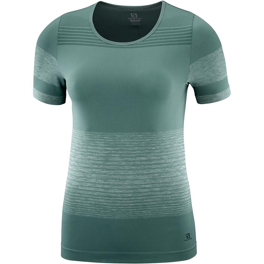 T Shirts Salomon ELEVATE MOVE\'ON W Femme Vert | QVSNK-8053