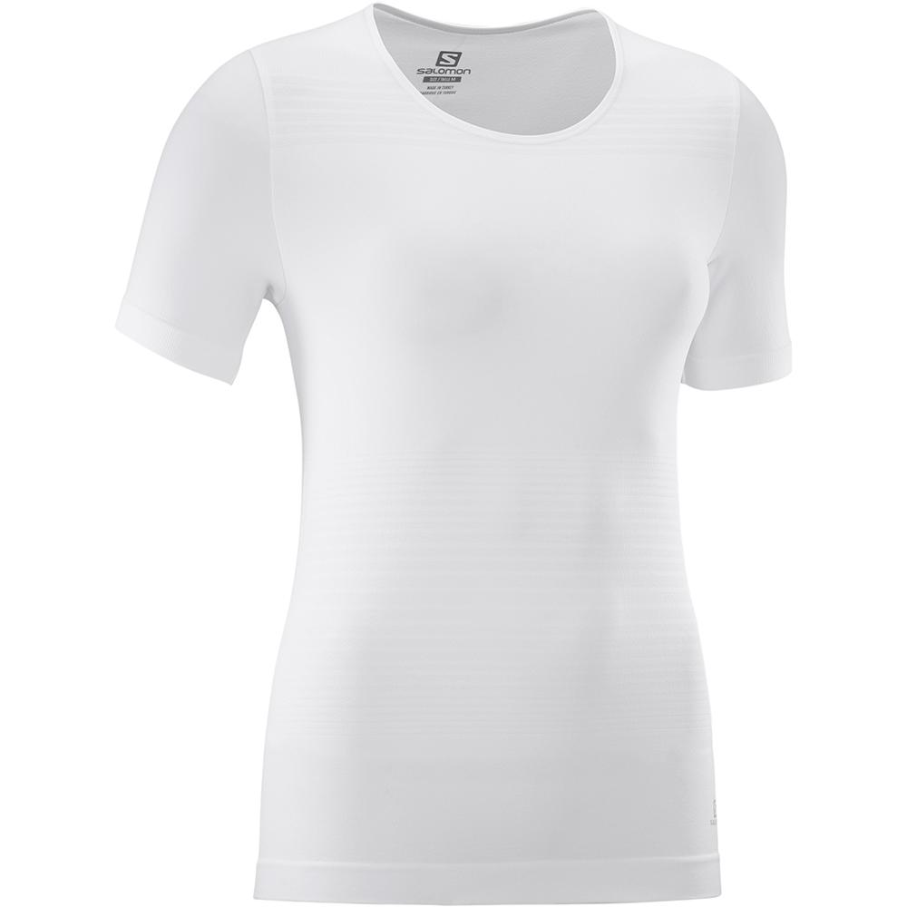 T Shirts Salomon ELEVATE MOVE'ON W Femme Blanche | SXWUH-9456