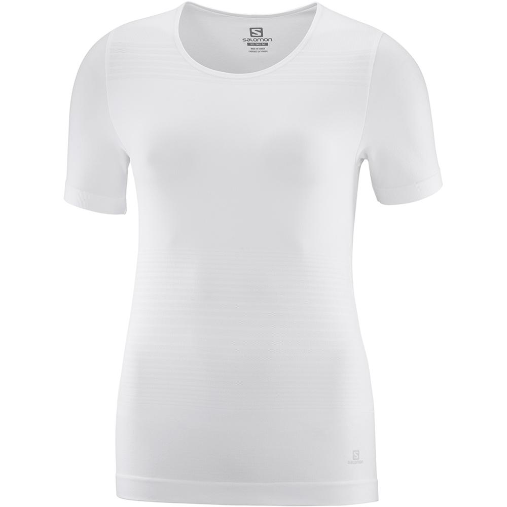 T Shirts Salomon ELEVATE MOVE\'ON W Femme Blanche | SXWUH-9456