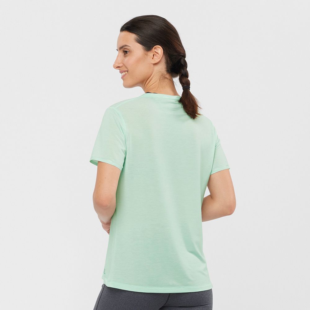 T Shirts Salomon ESSENTIAL TENCEL Femme Bleu | SPIDU-3725