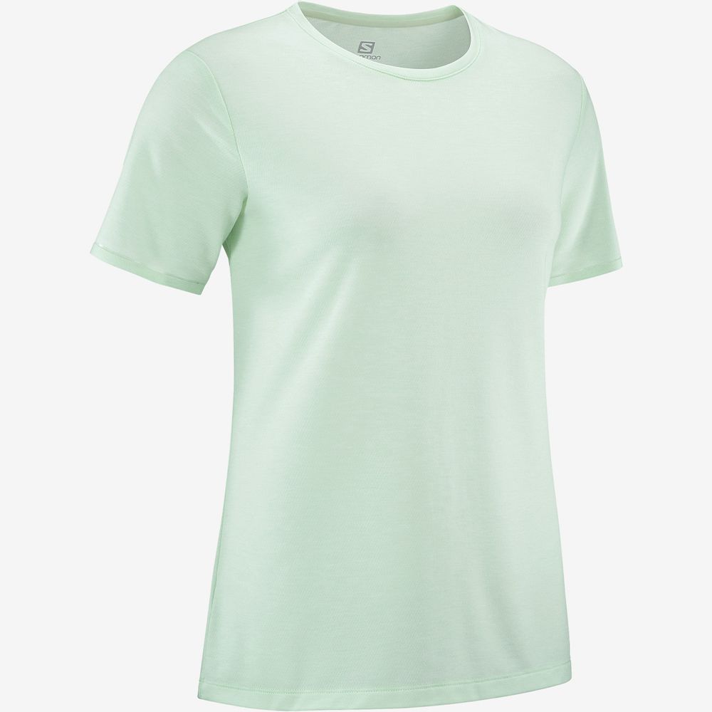 T Shirts Salomon ESSENTIAL TENCEL Femme Bleu | SPIDU-3725