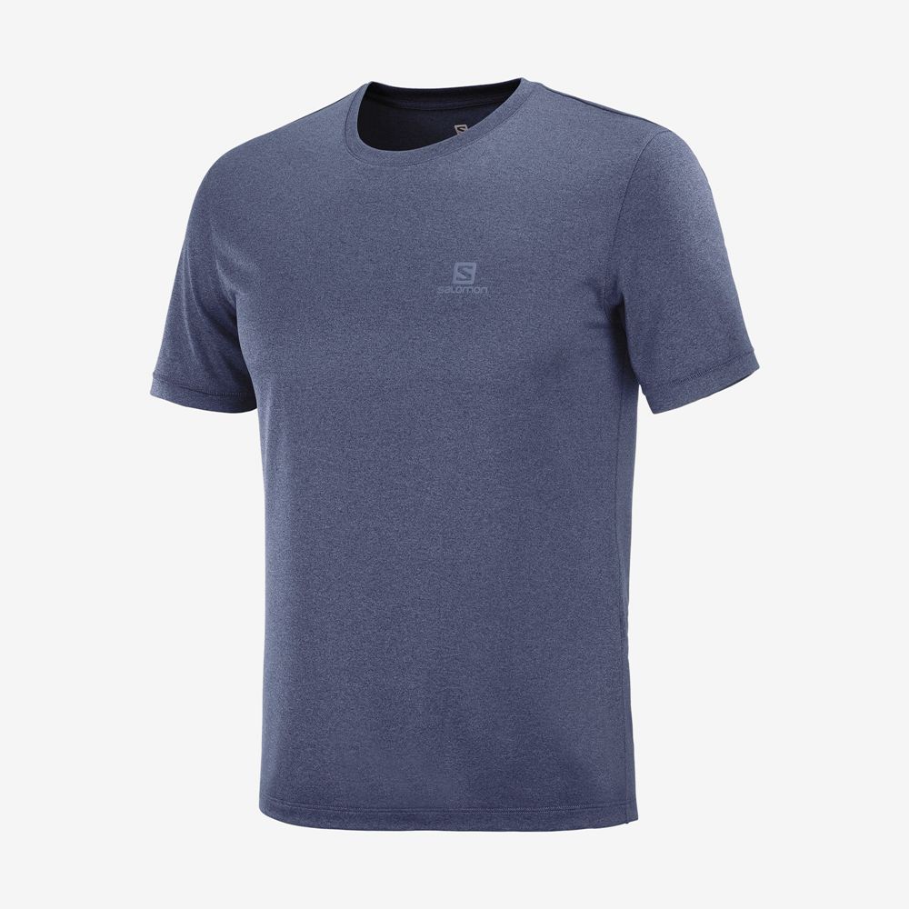 T Shirts Salomon EXPLORE M Short Sleeve Homme Bleu Marine | VGLAP-6708