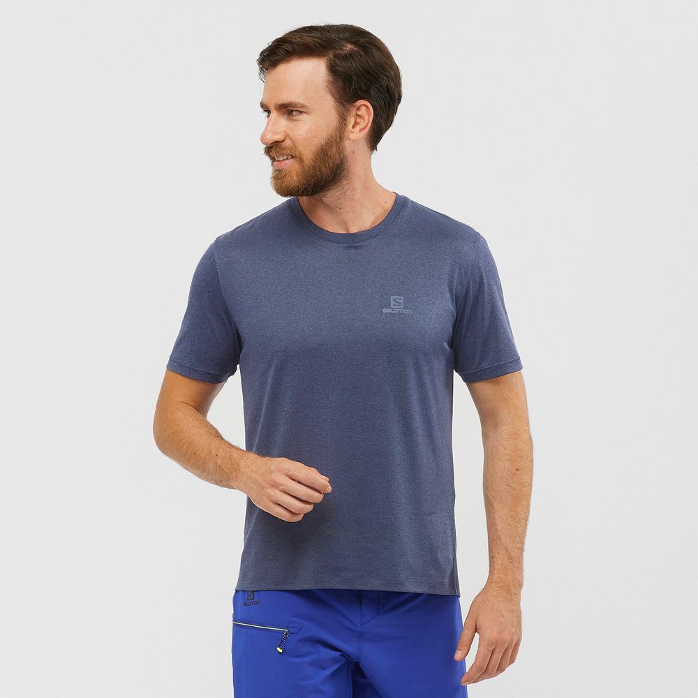 T Shirts Salomon EXPLORE M Short Sleeve Homme Bleu Marine | VGLAP-6708