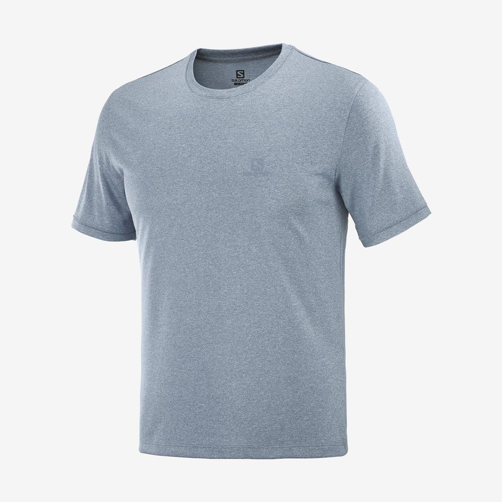 T Shirts Salomon EXPLORE M Short Sleeve Homme Bleu | KYUOM-9052