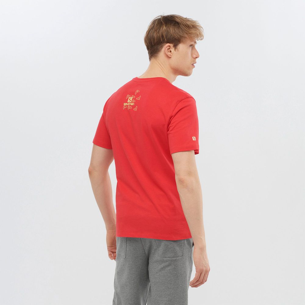 T Shirts Salomon OUTLIFE GRAPHIC BLUEPRINT SS M Short Sleeve Homme Rouge | HAZOX-0392