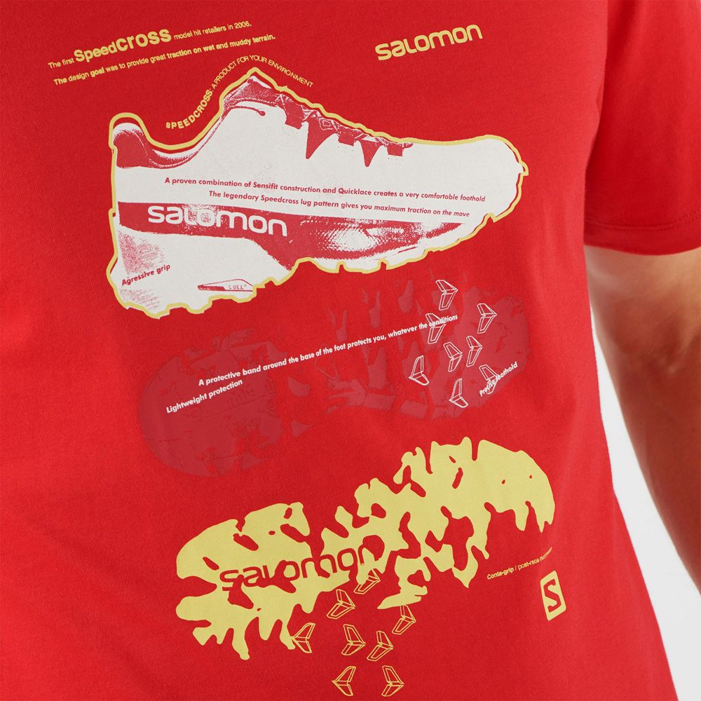 T Shirts Salomon OUTLIFE GRAPHIC BLUEPRINT SS M Short Sleeve Homme Rouge | HAZOX-0392