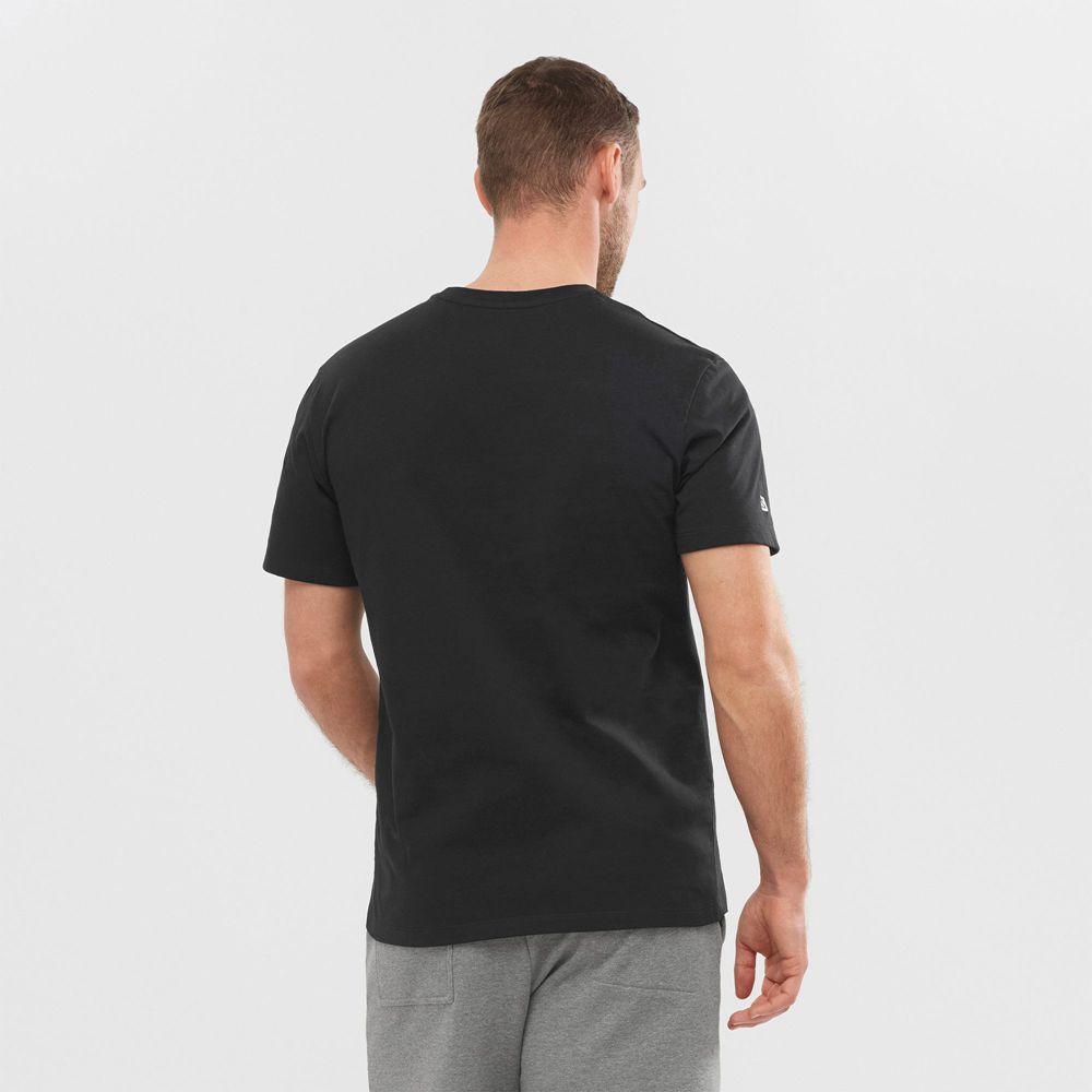 T Shirts Salomon OUTLIFE GRAPHIC DISRUPTED LOGO SS M Short Sleeve Homme Noir | IQZOC-1035