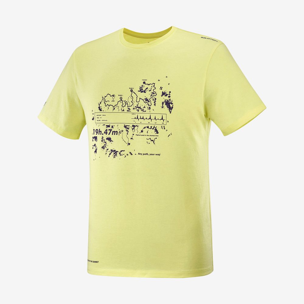 T Shirts Salomon OUTLIFE GRAPHIC SALOMONOTONE SS M Short Sleeve Homme Jaune | RBGUZ-0627