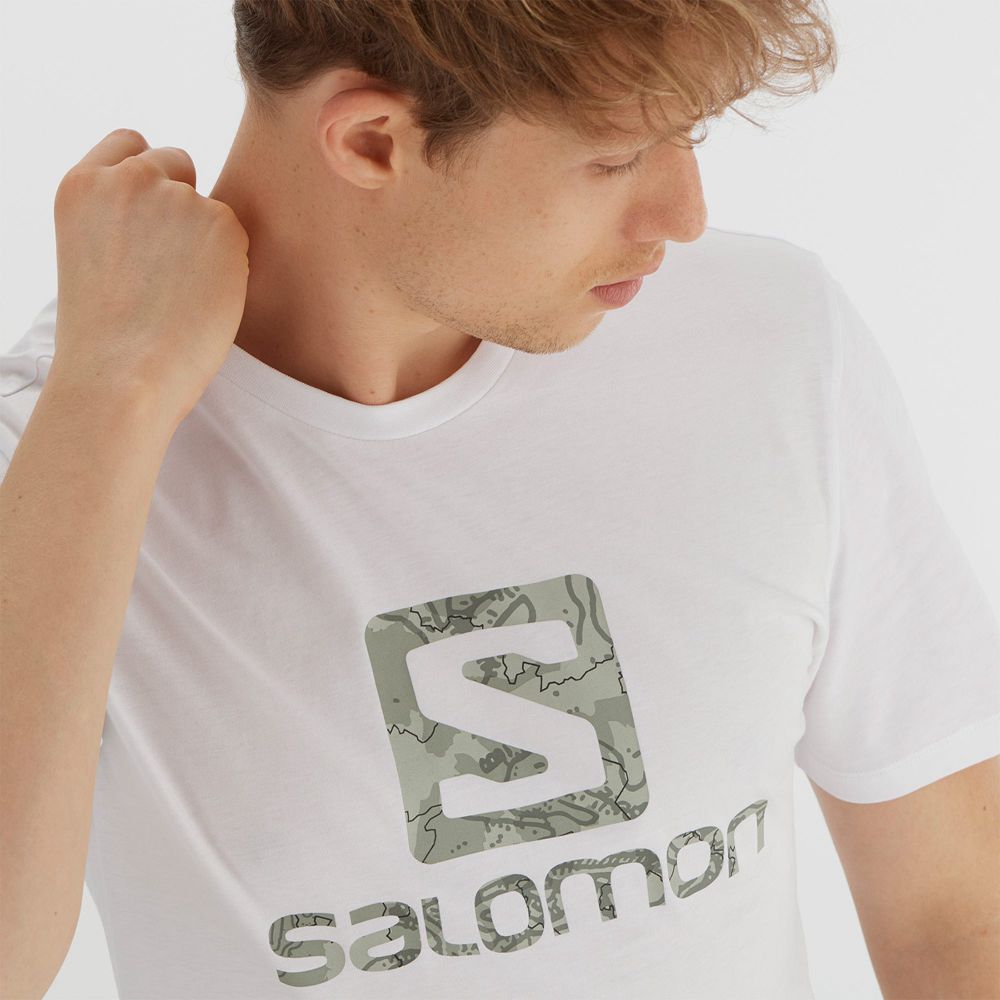 T Shirts Salomon OUTLIFE LOGO Short Sleeve Homme Blanche | TSOXW-1749