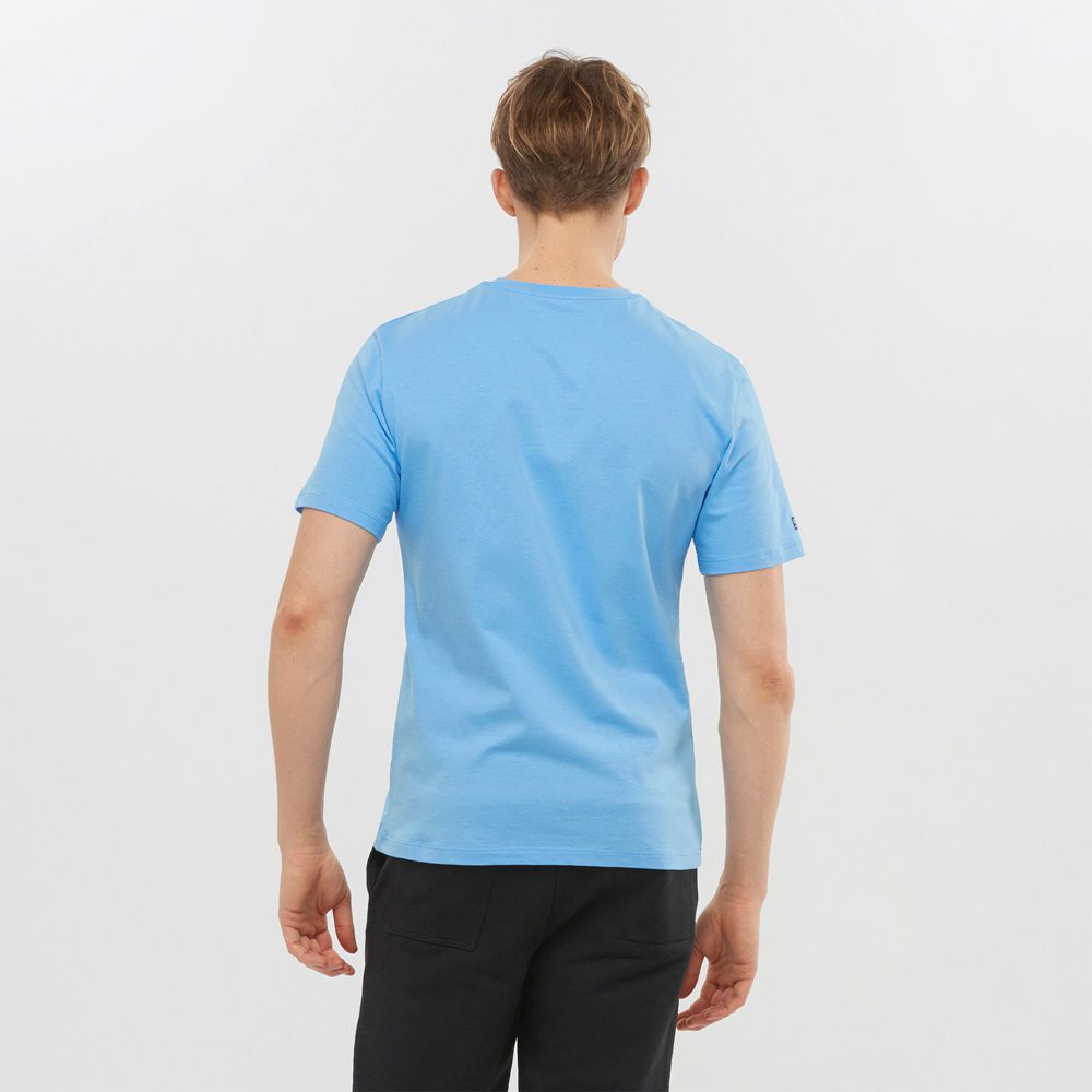 T Shirts Salomon OUTLIFE LOGO Short Sleeve Homme Bleu | FWPMB-0652