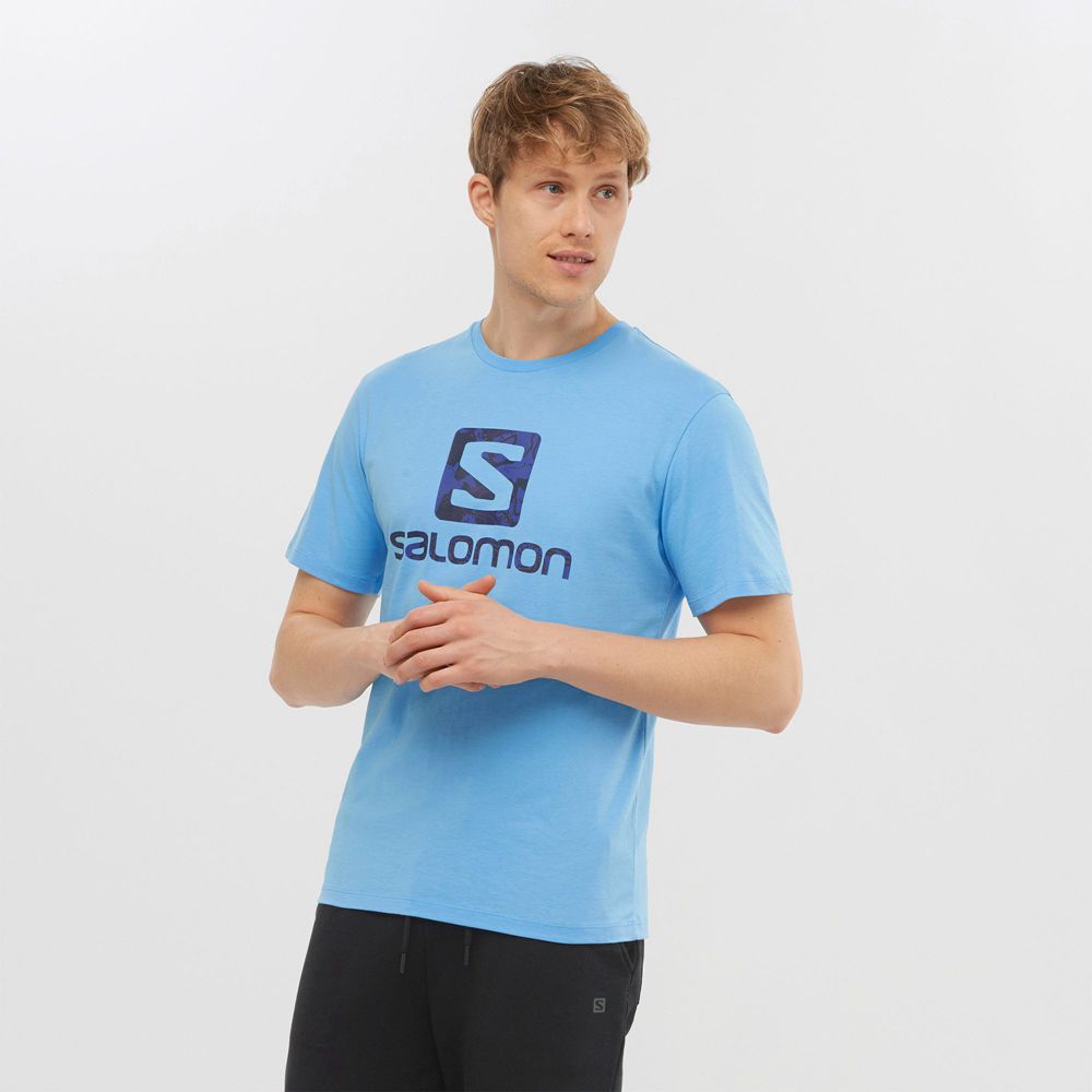 T Shirts Salomon OUTLIFE LOGO Short Sleeve Homme Bleu | FWPMB-0652