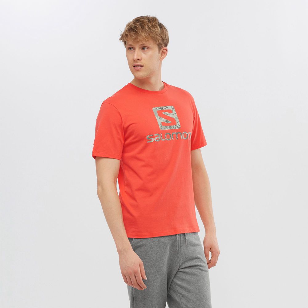 T Shirts Salomon OUTLIFE LOGO Short Sleeve Homme Orange | OJYRW-9761