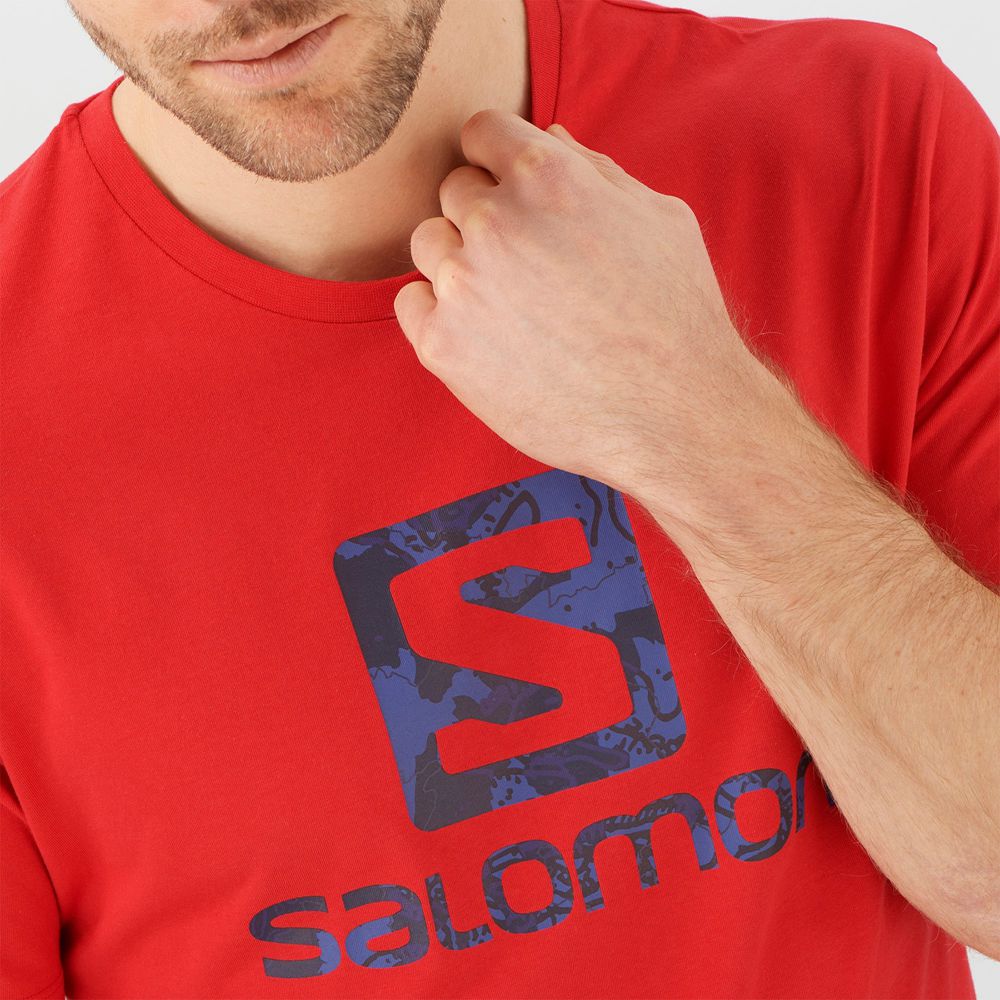 T Shirts Salomon OUTLIFE LOGO Short Sleeve Homme Rouge | ADNIE-9854