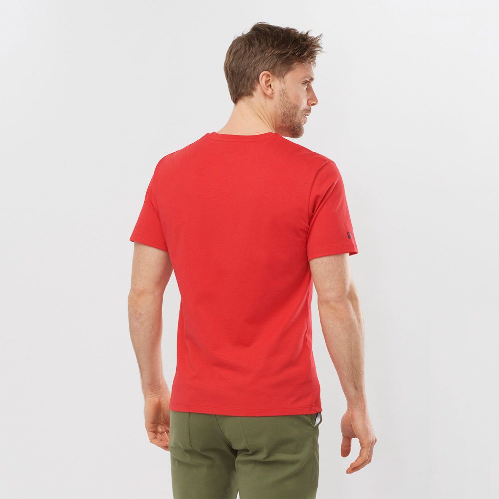 T Shirts Salomon OUTLIFE LOGO Short Sleeve Homme Rouge | ADNIE-9854