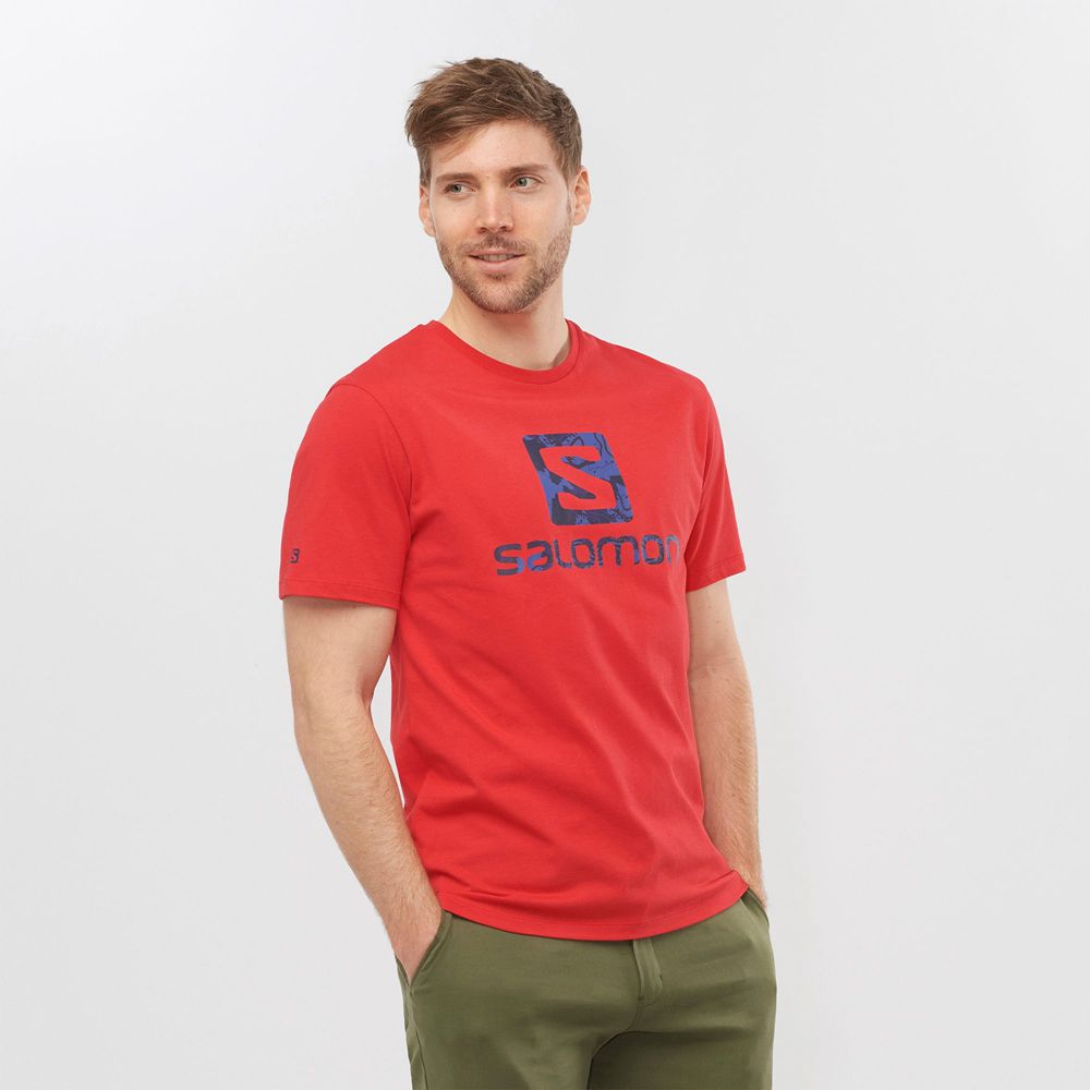 T Shirts Salomon OUTLIFE LOGO Short Sleeve Homme Rouge | ADNIE-9854