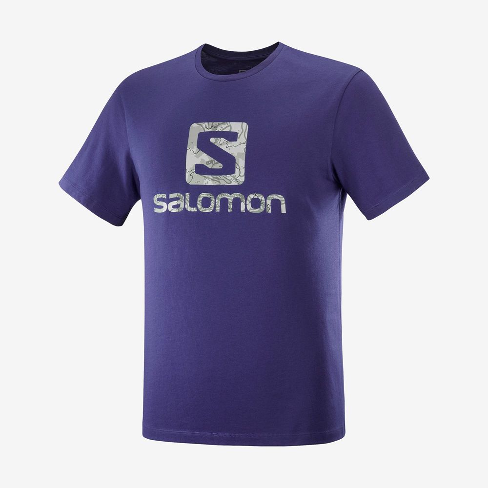 T Shirts Salomon OUTLIFE LOGO Short Sleeve Homme Bleu Marine | MGFZE-5480