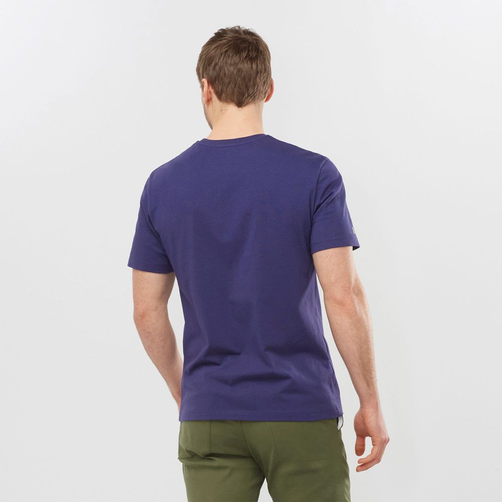 T Shirts Salomon OUTLIFE LOGO Short Sleeve Homme Bleu Marine | MGFZE-5480