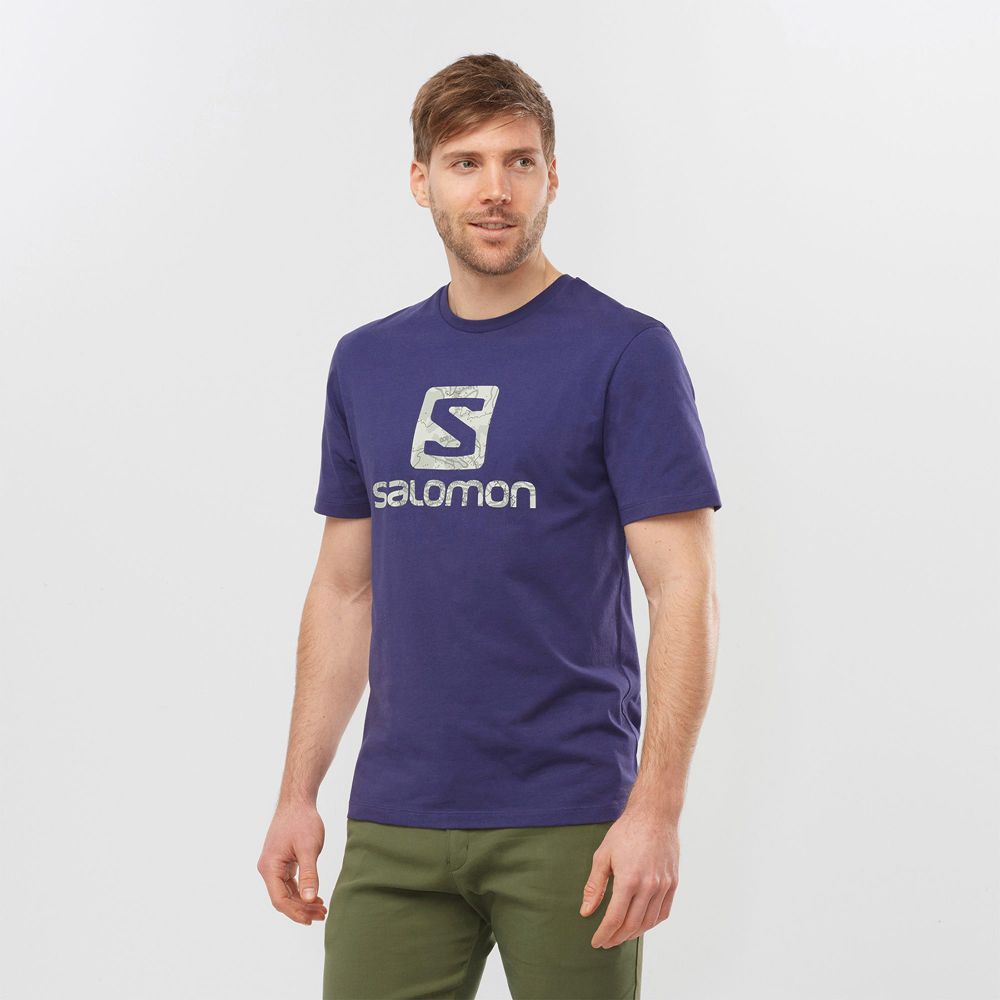 T Shirts Salomon OUTLIFE LOGO Short Sleeve Homme Bleu Marine | MGFZE-5480