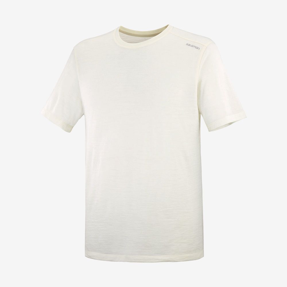 T Shirts Salomon OUTLIFE MERINO SS M Short Sleeve Homme Beige | JTPMO-1478