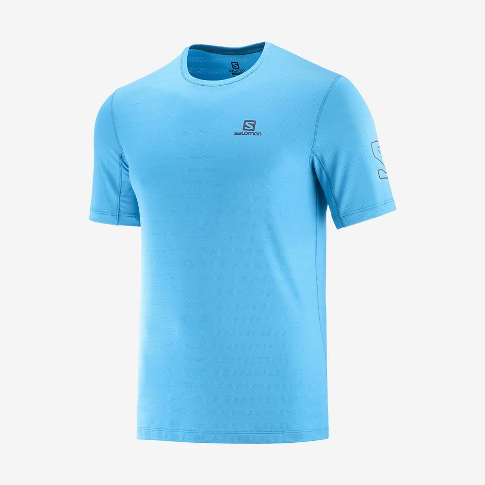 T Shirts Salomon OUTLINE New Trail Running Gear Homme Turquoise | TUJYH-4108