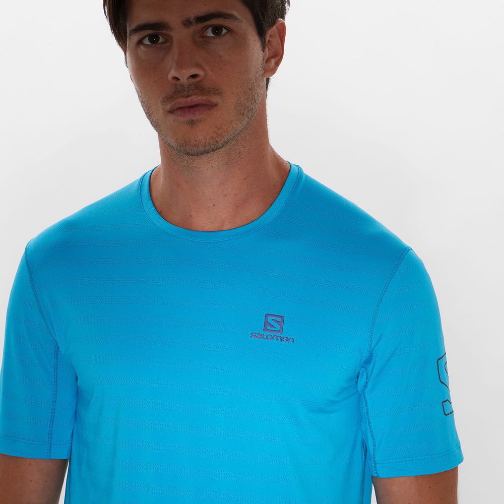 T Shirts Salomon OUTLINE New Trail Running Gear Homme Turquoise | TUJYH-4108