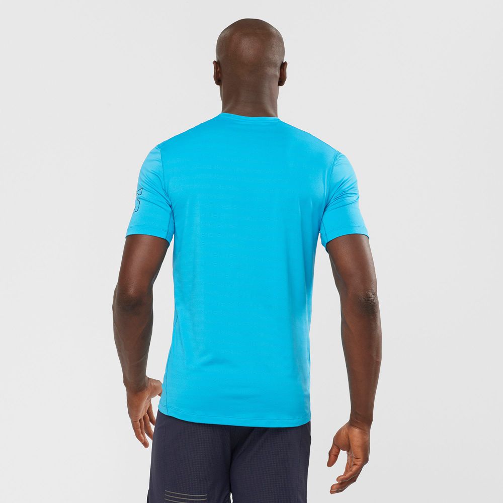 T Shirts Salomon OUTLINE New Trail Running Gear Homme Turquoise | TUJYH-4108