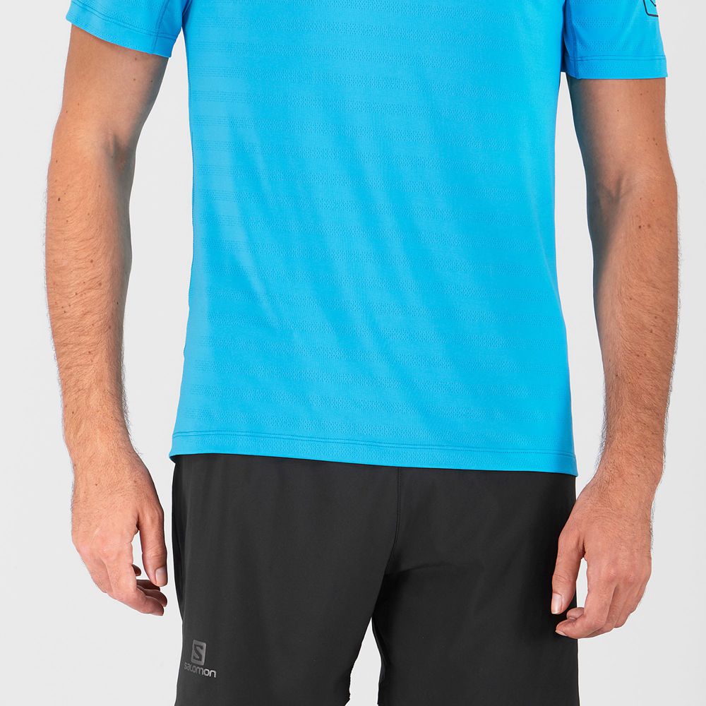 T Shirts Salomon OUTLINE New Trail Running Gear Homme Turquoise | TUJYH-4108