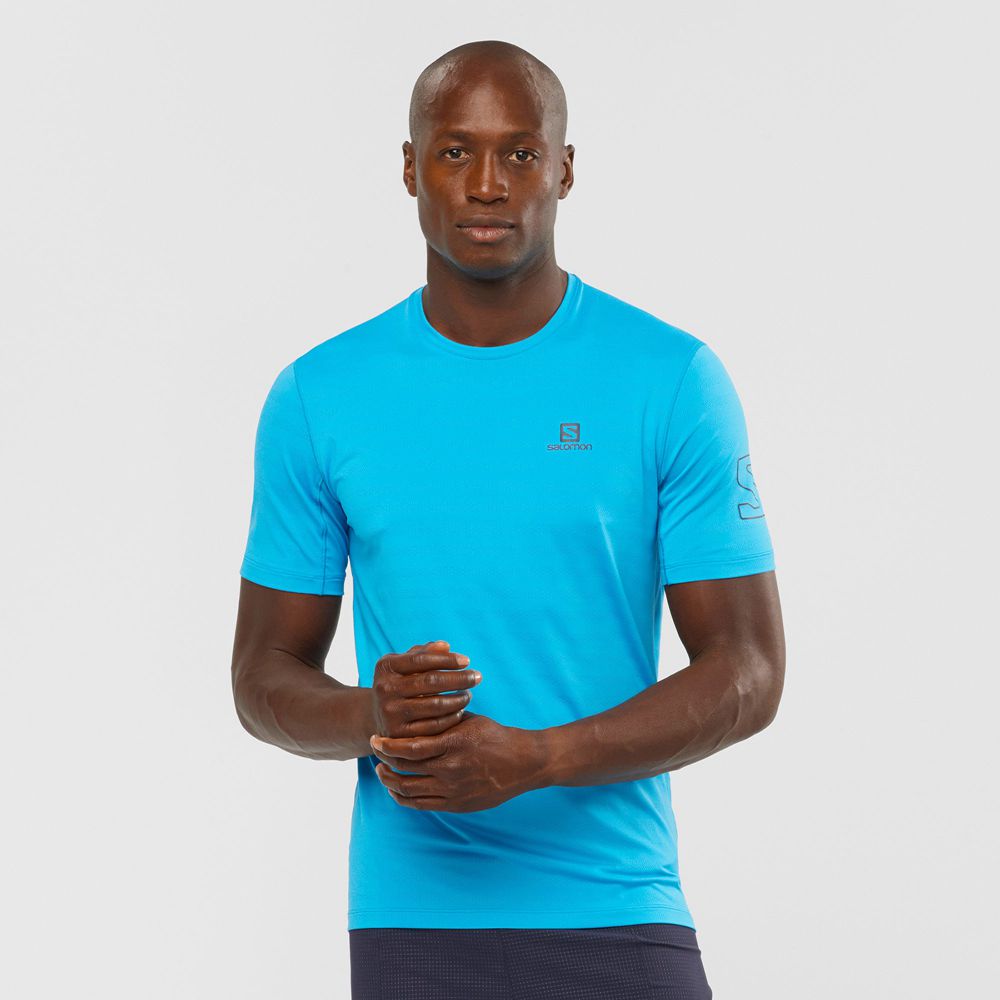 T Shirts Salomon OUTLINE New Trail Running Gear Homme Turquoise | TUJYH-4108