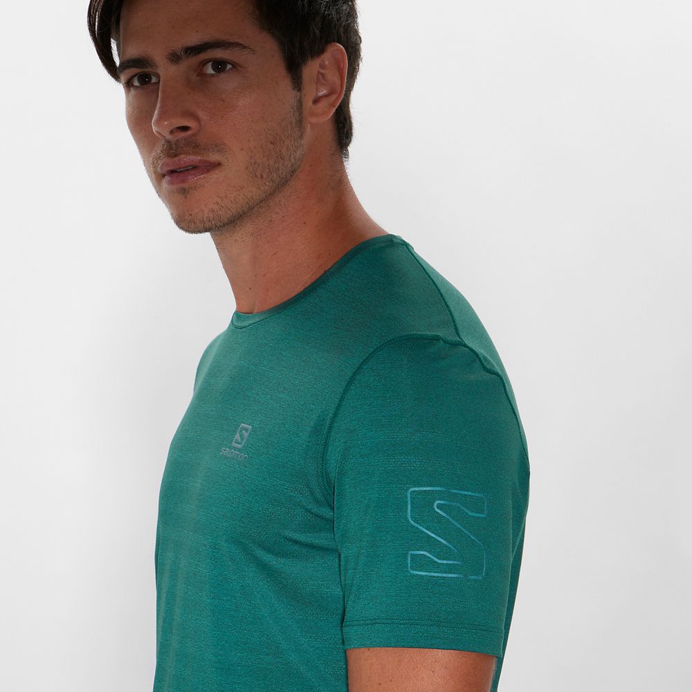 T Shirts Salomon OUTLINE New Trail Running Gear Homme Vert | PBSDQ-0593