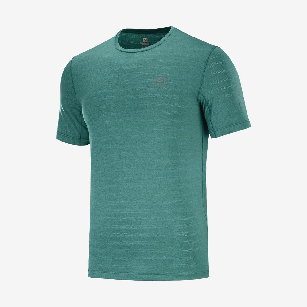 T Shirts Salomon OUTLINE New Trail Running Gear Homme Vert | PBSDQ-0593