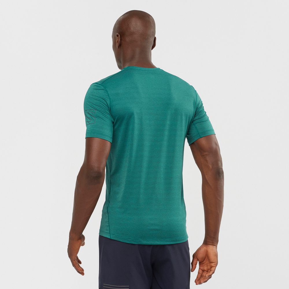 T Shirts Salomon OUTLINE New Trail Running Gear Homme Vert | PBSDQ-0593