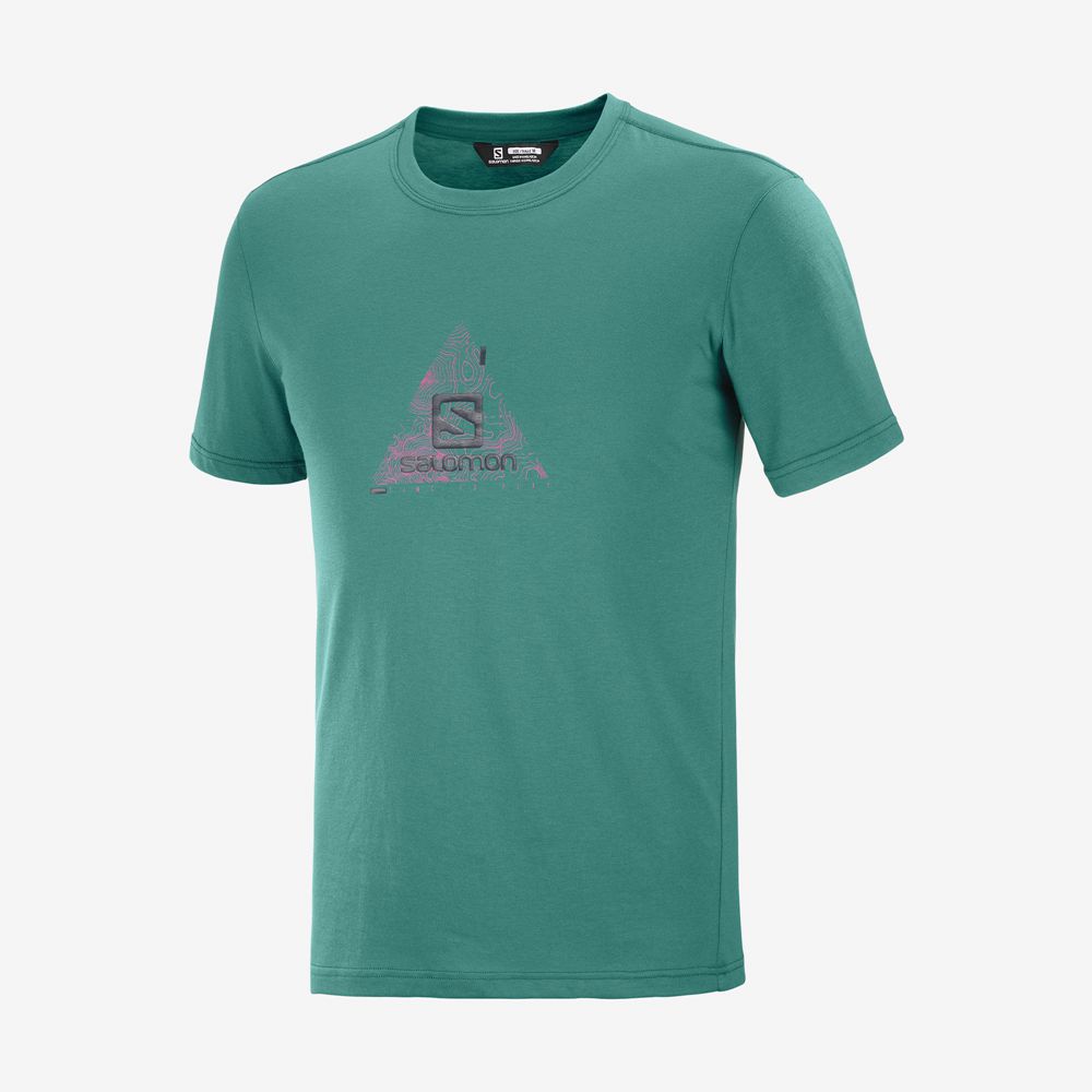 T Shirts Salomon OUTRACK BLEND Short Sleeve Homme Vert | OTUWE-0459