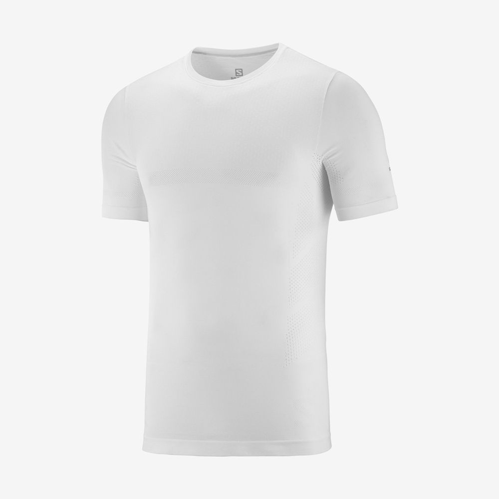 T Shirts Salomon SENSE SEAMLESS M Short Sleeve Homme Blanche | JWHVX-7863