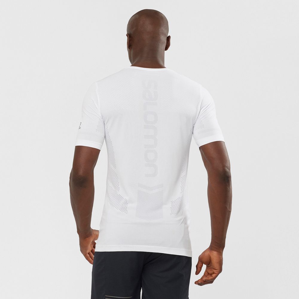 T Shirts Salomon SENSE SEAMLESS M Short Sleeve Homme Blanche | JWHVX-7863