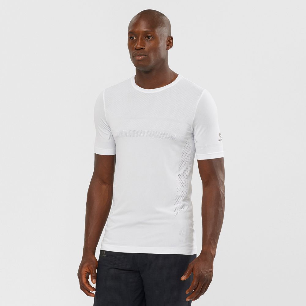 T Shirts Salomon SENSE SEAMLESS M Short Sleeve Homme Blanche | JWHVX-7863